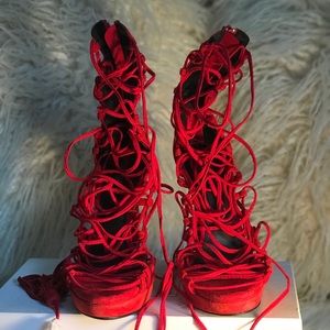 Jeffrey Campbell Strappy hot red Christmas Sandal